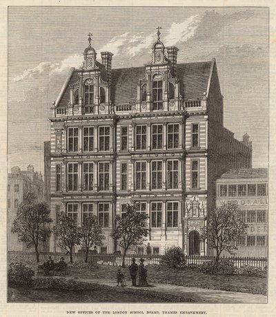 Nouveaux bureaux du London School Board, Thames Embankment (gravure) - Frank Watkins