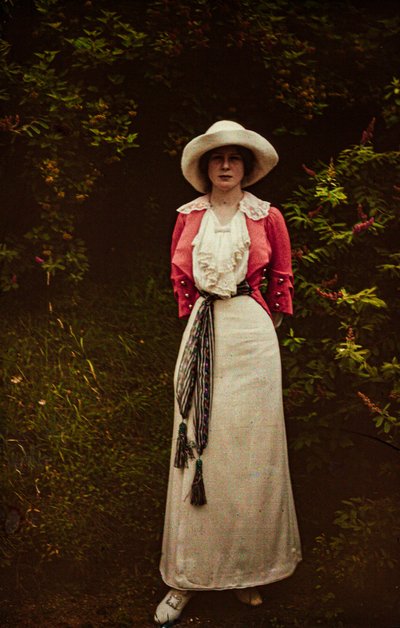 Autochrome couleur précoce vers 1916 portrait de femme, probablement Mme F.P. Knott. - Franklin Price Knott