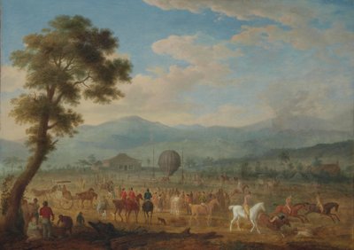 Vue du Jura avec une Montgolfière - François Jules Bourgoin