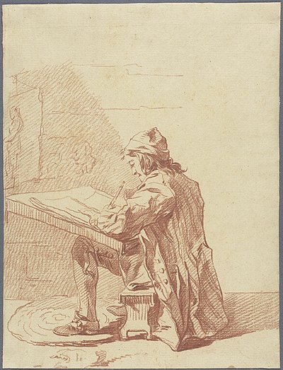 Un artiste en train de dessiner dans son atelier - François André Vincent