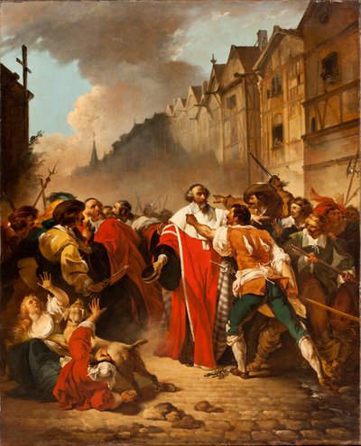 French: Le Président Molé, saisi par les factieux, au temps des guerres de la Fronde President Mole Manhandled by Insurgents - François André Vincent
