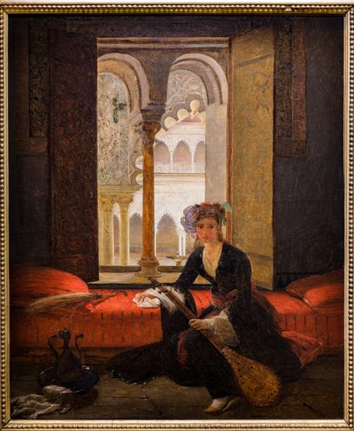 Sultane dans un intérieur (huile sur toile) - François Auguste Biard