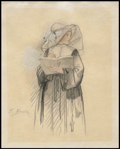Une nonne tenant un livre et une plume, 1827-87 - François Bonvin