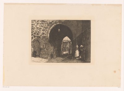 Gezicht op de Porte de St. Malo te Dinan - François Bonvin