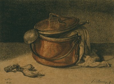 Nature morte avec une marmite en cuivre et une louche - François Bonvin
