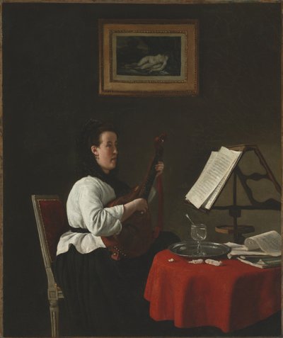 Jeune femme avec une mandoline, portrait de Louison Köhler, vers 1873-1874 - François Bonvin