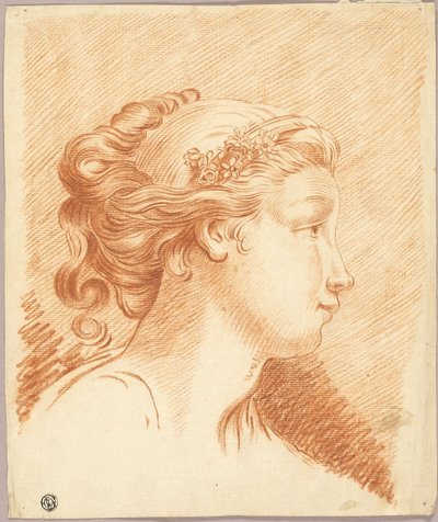 Tête de fille de profil à droite - François Boucher