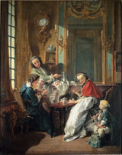 Scène de déjeuner dans un intérieur bourgeois - François Boucher
