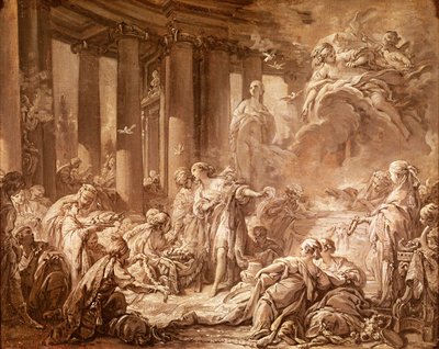 Psyché recevant les honneurs divins (étude préparatoire), vers 1740 - François Boucher