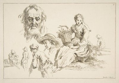 Feuille de croquis, vers 1735 - François Boucher