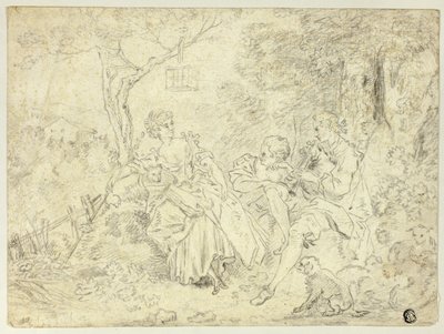 Bergères et jeune homme jouant de la cornemuse - François Boucher