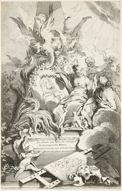 Les grâces sur le tombeau de Watteau - François Boucher