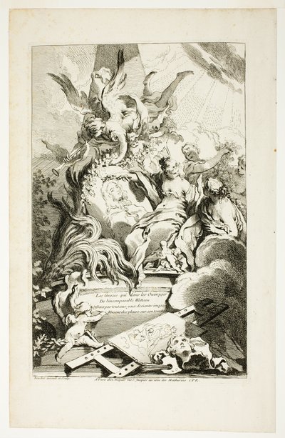 Les grâces sur le tombeau de Watteau - François Boucher