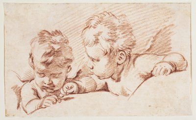 Deux putti. Esquisse pour un dessus de porte à Amalienborg - François Boucher