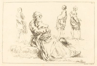 Études de figures incluant mère et enfant assis - François Boucher after Abraham Bloemaert
