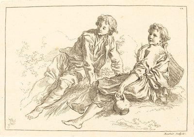 Bergers allongés - François Boucher after Abraham Bloemaert