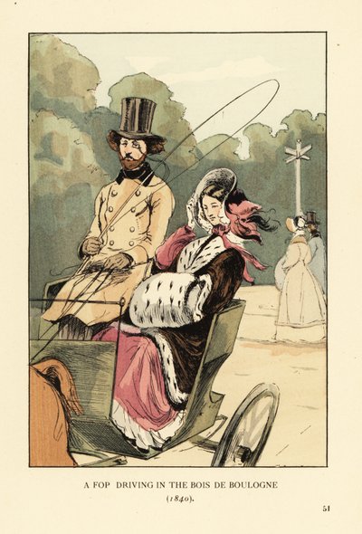 Un fat conduisant dans le Bois de Boulogne - François Courboin