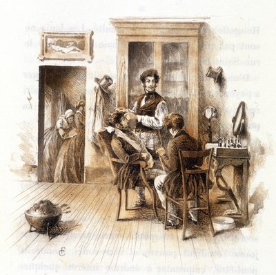 Barbier. Illustration de « Profil de grisette » appartenant à la collection « Mimi de Pinson » par Alfred de Musset - François Courboin