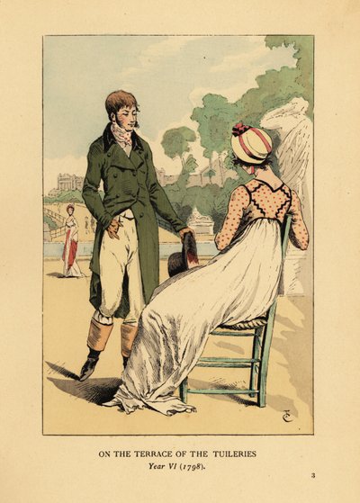 Couple à la mode sur la terrasse des Tuileries, Paris, An VI - François Courboin