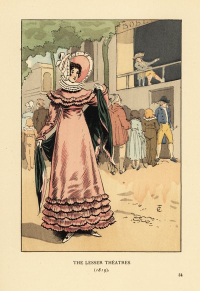 Femme élégante à un spectacle dramatique en plein air. Les Théâtres Moins Importants - François Courboin