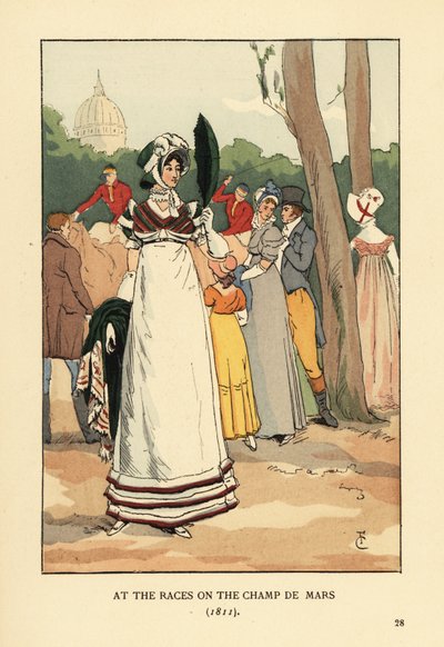 Femme à la mode aux courses de chevaux sur le Champ de Mars - François Courboin