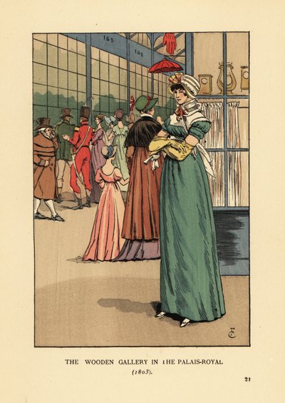 Femme à la mode faisant du shopping dans la Galerie de Bois au Palais Royal, Paris - François Courboin