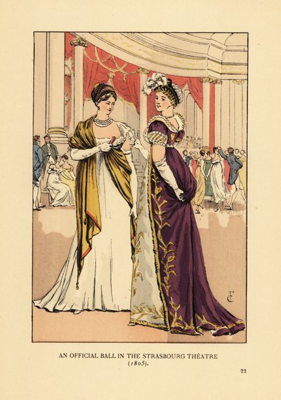 Femmes à la mode en robes de bal et turbans au théâtre. Un bal officiel au Théâtre de Strasbourg - François Courboin