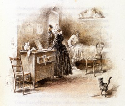 Illustration de « Profil de grisette » appartenant au Recueil « Mimi de Pinson » par Alfred de Musset - François Courboin