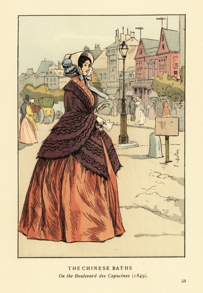 Femme devant les Bains Chinois sur le boulevard des Capucines - François Courboin