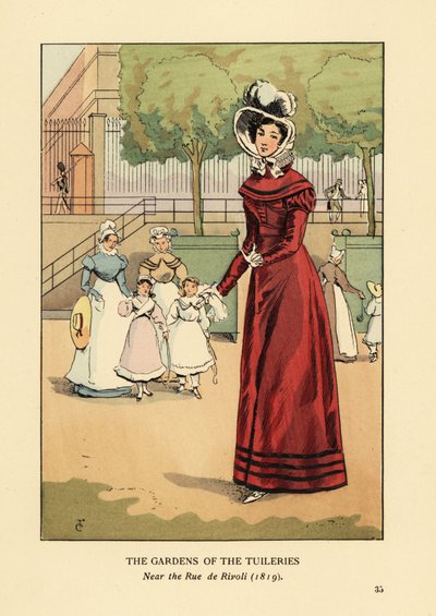 Femme se promenant dans les jardins des Tuileries, près de la rue de Rivoli - François Courboin
