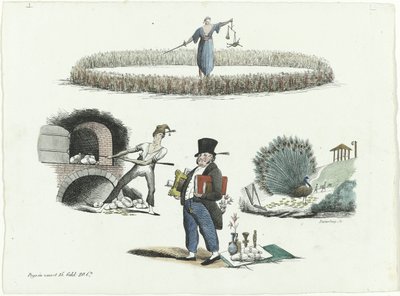 Caricature de J.C. Backer, C. Seyn et S. van der Paauw, 1839 - François Desterbecq