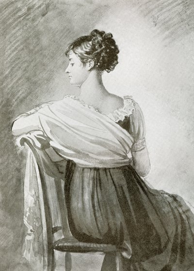 Portrait de Mme Récamier, craie noire, rehauts d