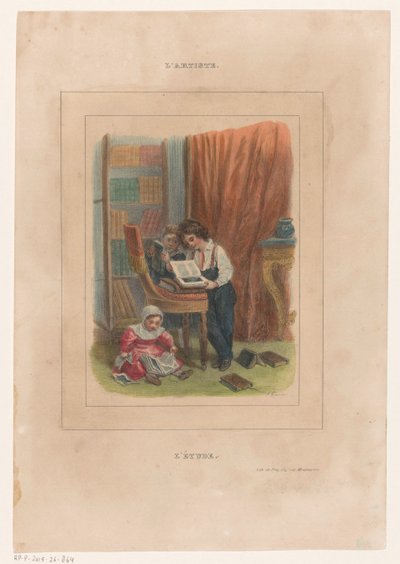 Trois enfants regardant des livres - François Grenier