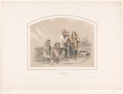 Famille avec chien sous une averse - François Grenier