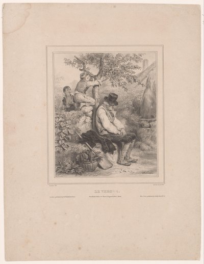 Deux garçons cueillant des pommes d