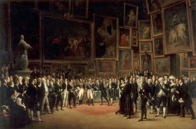 Charles X distribuant des récompenses aux artistes exposant au Salon de 1824 au Louvre - François Joseph Heim