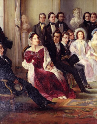 François Andrieux (1759-1833) lisant sa tragédie Junius Brutus dans le Foyer de la Comédie Française, 26 mai 1828, 1847 (détail) - François Joseph Heim