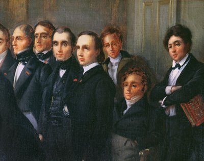 Conférence dans le foyer de la Comédie-Française, 26 mai 1828 (détail) - François Joseph Heim