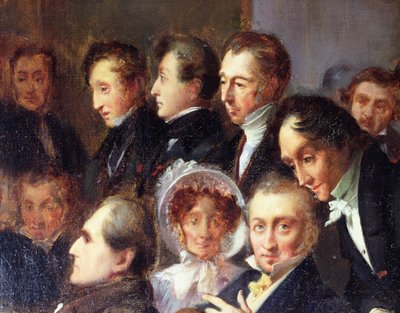 Conférence dans le foyer de la Comédie-Française, 26 mai 1828, vers 1830 (détail) - François Joseph Heim