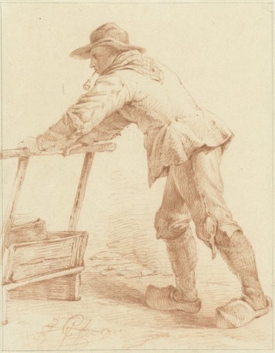 Garçon en sabots, poussant une luge (?) - François Joseph Pfeiffer (II)