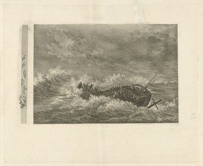 Mer orageuse avec navire en train de couler - François Joseph Pfeiffer (II)