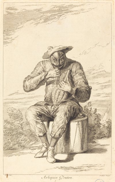 Arlequin glouton - François Joullain after Claude Gillot