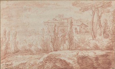 Une ville italienne fortifiée vue à travers les arbres - François Le Moyne