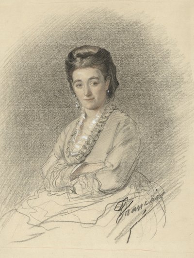 Dame assise, les bras croisés - François Louis Français (signed by artist)
