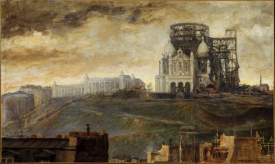 La Butte Montmartre avec le Sacré-Cœur en construction, vers 1890 - François Marius Borrel