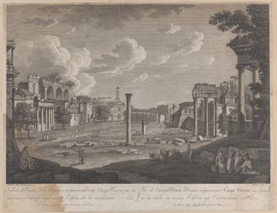 Vue du Campo Vaccino, avec le Colisée en arrière-plan et les ruines du Temple... - François Morel