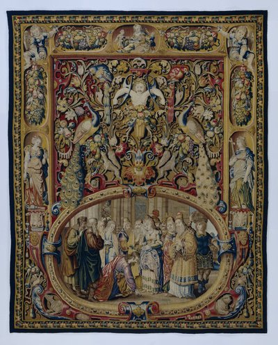 Christ et la femme adultère, dans une cartouche et un décor grotesque - François Spiering (possibly)