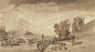La Seine et le Pont Royal; à droite le pavillon de Flore et une aile du Louvre - François Victor Sabatier