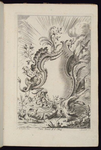 Cartouche avec dragon, Livre de Cartouches à divers usages - François de Cuvilliés the Elder