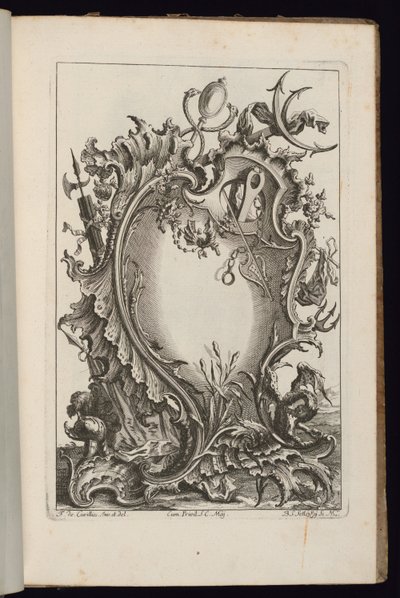 Cartouche avec le bâton de Mercure, Livre de Cartouches Irréguliers - François de Cuvilliés the Elder